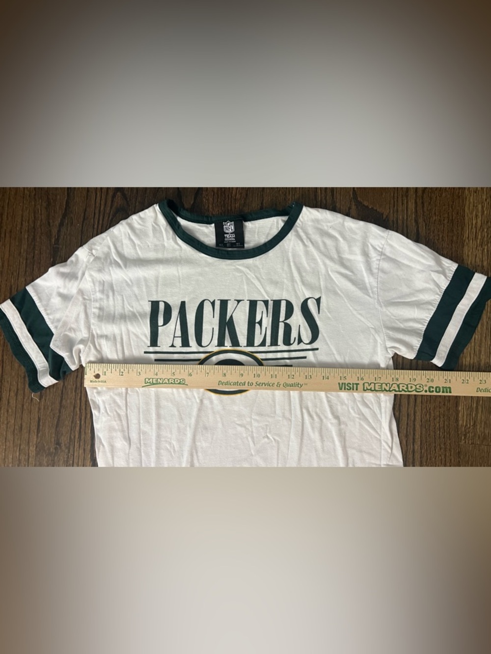 NFL White Tee with Dark Green and Gold Packers Logo - Picture 3 of 4